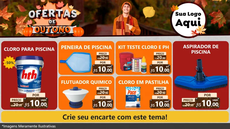 Modelo de TV para TV Horizontal com o tema Ofertas de Outono para Produtos para Piscina