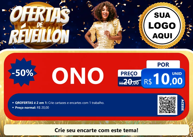 Modelo de Cartaz para Cartaz A4 Horizontal com o tema Ofertas de Réveillon para Óticas