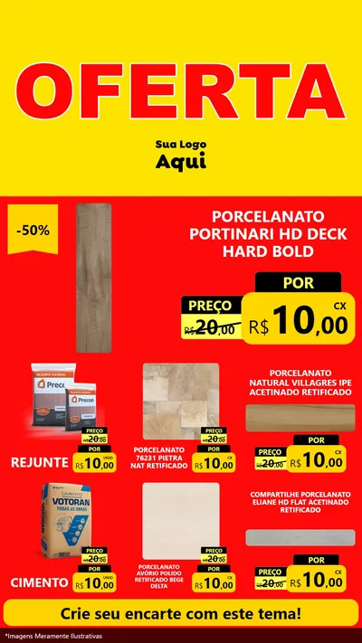 Modelo de Rede Social para Stories com o tema OFERTA - Vermelho Cartaz para Pisos e revestimentos