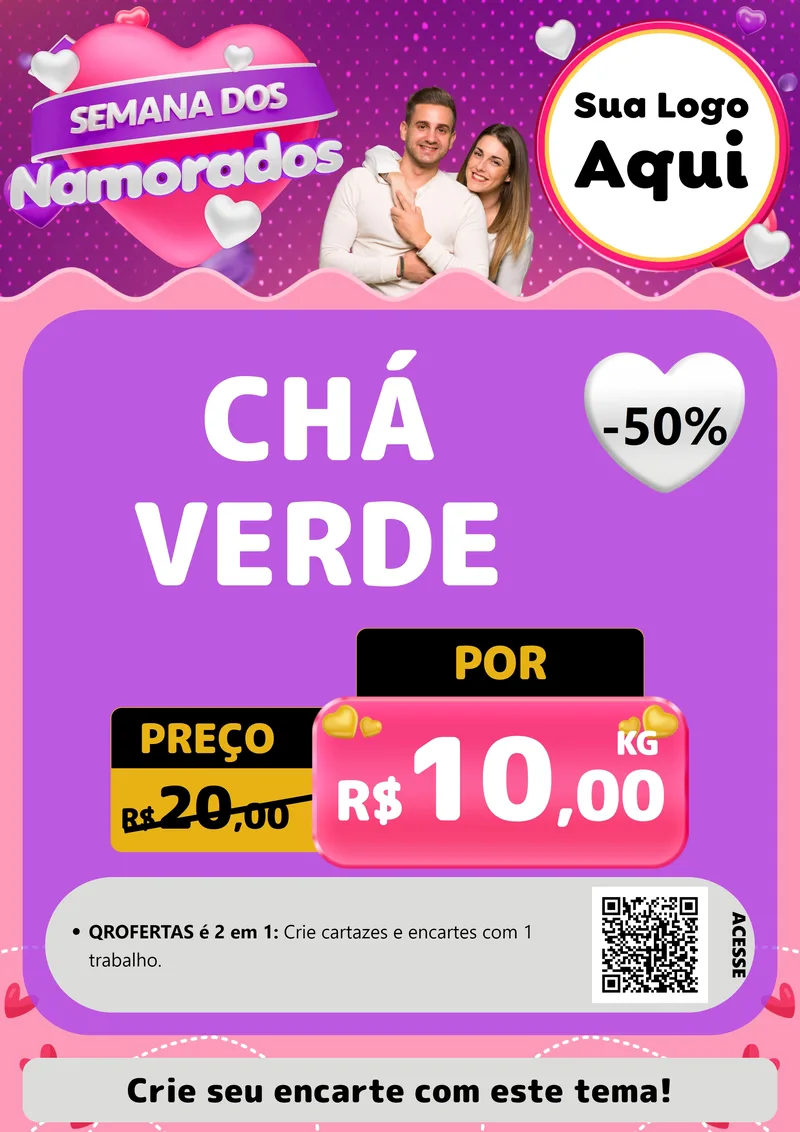Modelo de Cartaz para Cartaz A4 Vertical com o tema Semana dos Namorados para Produtos Naturais