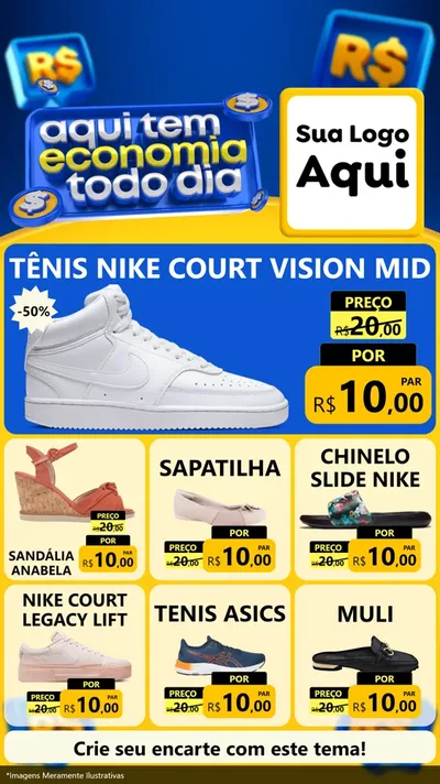 Modelo de Rede Social para Stories com o tema Aqui Tem Economia Todo Dia para Calçados