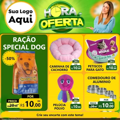 Modelo de Rede Social para Feed Facebook com o tema Hora da Oferta para Pet Shop