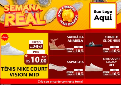 Modelo de Encarte para Encarte A4 Horizontal com o tema Semana do Real para Calçados