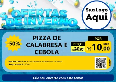 Modelo de Cartaz para Cartaz A4 Horizontal com o tema Ofertas de Inverno para Pizzaria