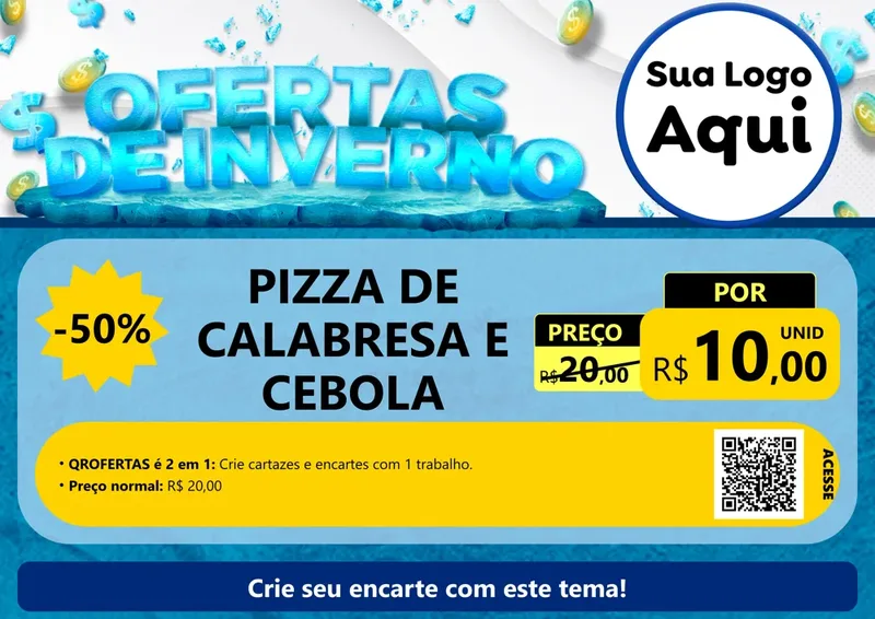 Modelo de Cartaz para Cartaz A4 Horizontal com o tema Ofertas de Inverno para Pizzaria