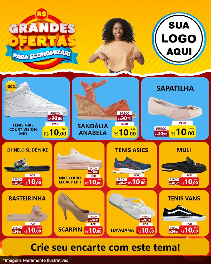 Modelo de Rede Social para Feed Instagram com o tema Grandes Ofertas Para Economizar! para Calçados