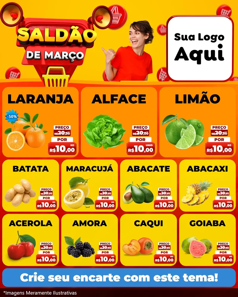 Modelo de Rede Social para Feed Instagram com o tema Saldão de Março para Hortifrúti