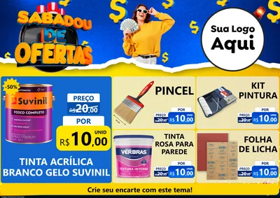 Modelo de Encarte para Encarte A4 Horizontal com o tema Sabadou de Ofertas para Tintas e Ferramentas