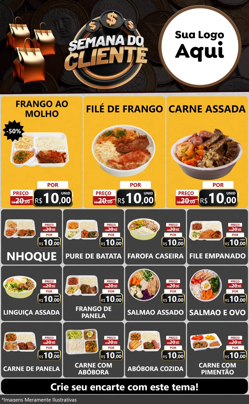 Modelo de Encarte para Encarte Grande com o tema Semana do Cliente para Restaurante