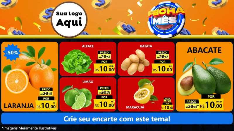 Modelo de TV para TV Horizontal com o tema Fecha Mês para Hortifrúti
