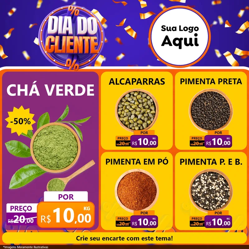 Modelo de Rede Social para Feed Facebook com o tema Dia do Cliente para Produtos Naturais