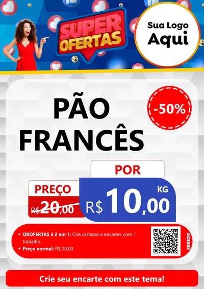 Modelo de Cartaz para Cartaz A4 Vertical com o tema Super Ofertas para Padaria