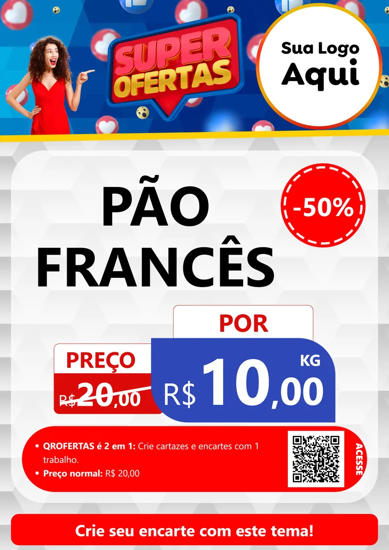 Modelo de Cartaz para Cartaz A4 Vertical com o tema Super Ofertas para Padaria