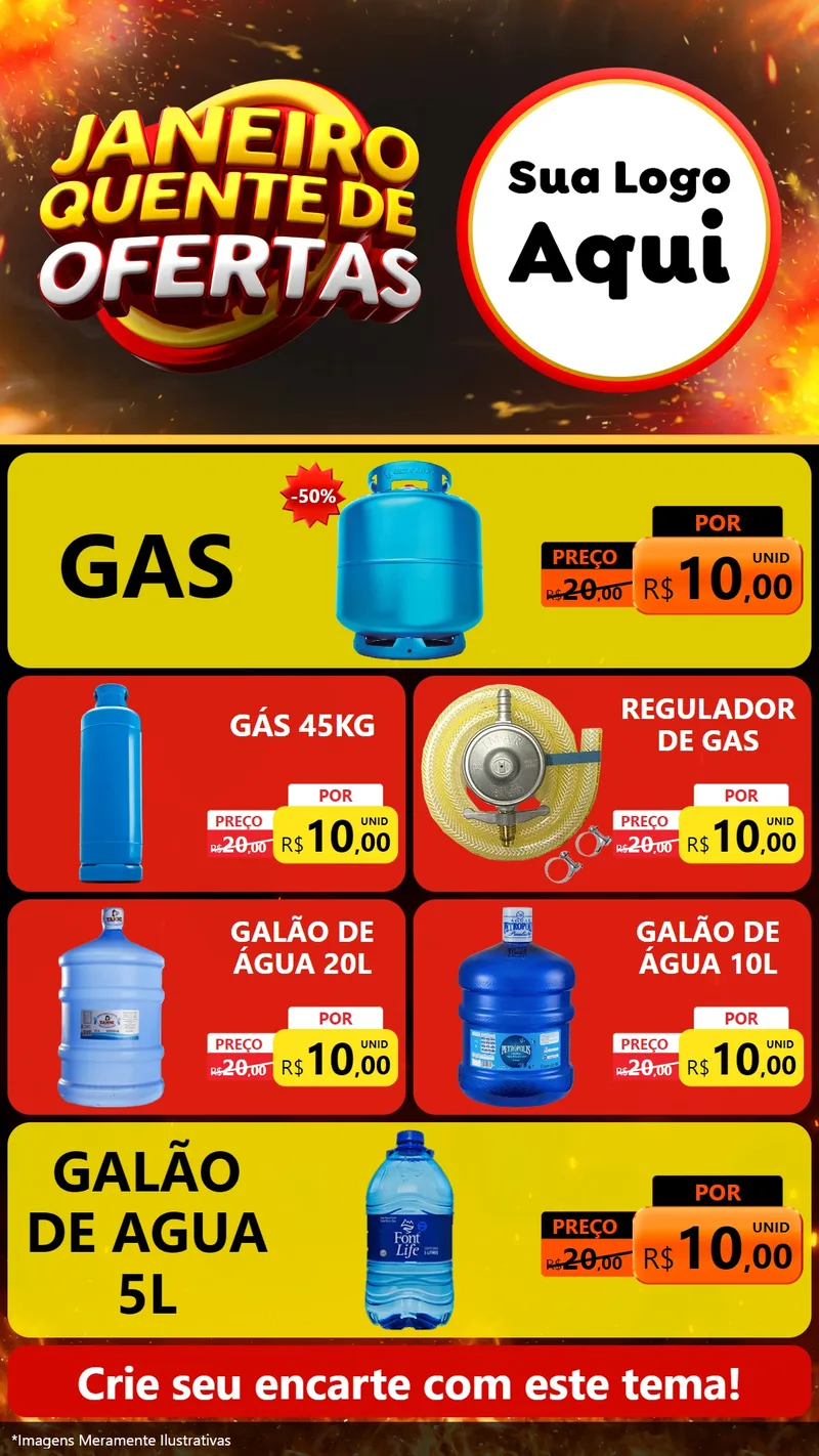 Modelo de TV para TV Vertical com o tema Janeiro Quente de Ofertas para Água e gás