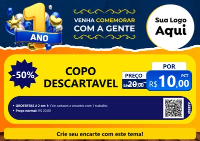 Modelo de Cartaz para Cartaz A4 Horizontal com o tema Um Ano de Aniversário para Embalagens