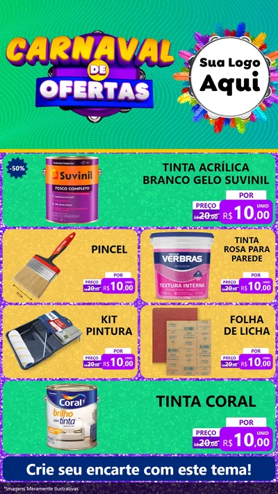 Modelo de TV para TV Vertical com o tema Carnaval de Ofertas para Tintas e Ferramentas