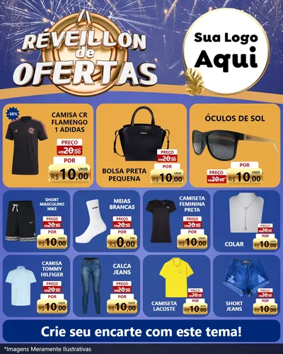 Modelo de Rede Social para Feed Instagram com o tema Réveillon de Ofertas para Roupas e acessórios