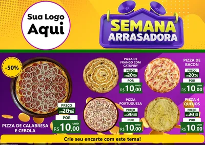 Modelo de Encarte para Encarte A4 Horizontal com o tema Semana Arrasadora para Pizzaria