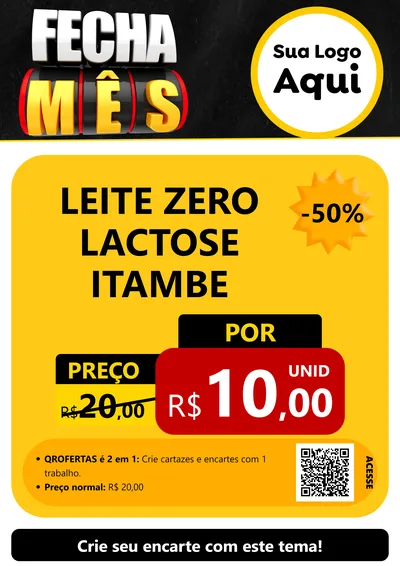 Modelo de Cartaz para Cartaz A4 Vertical com o tema Fecha Mês para Frios e Laticínios