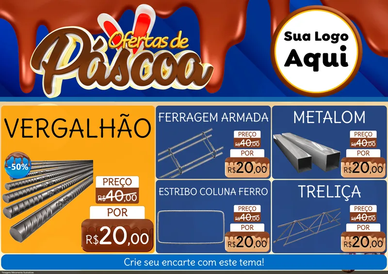 Modelo de Encarte para Encarte A4 Horizontal com o tema Ofertas de Páscoa para Ferragens