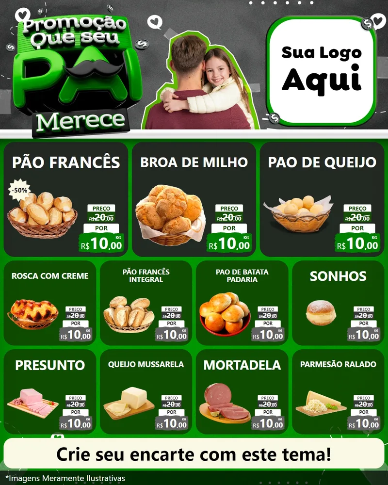 Modelo de Rede Social para Feed Instagram com o tema Promoção Que seu Pai Merece para Padaria
