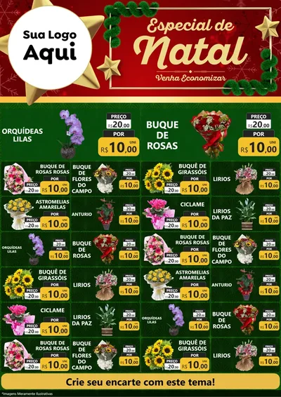 Modelo de Encarte para Encarte A4 Vertical com o tema Especial de Natal para Floricultura e jardim