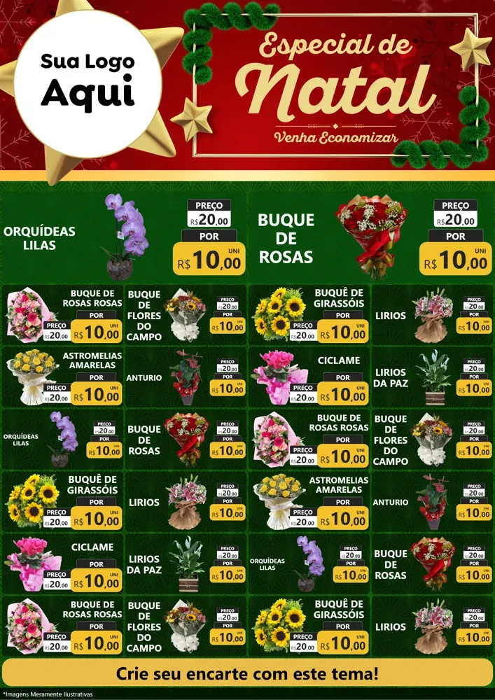 Modelo de Encarte para Encarte A4 Vertical com o tema Especial de Natal para Floricultura e jardim