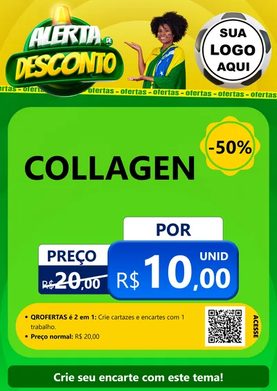 Modelo de Cartaz para Cartaz A4 Vertical com o tema Alerta de Desconto para Suplementos alimentares
