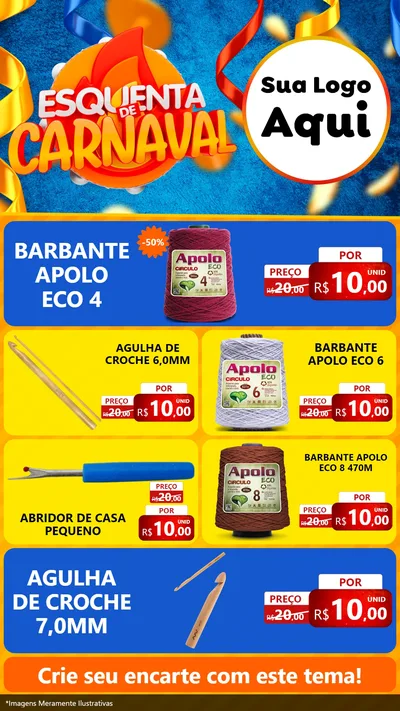 Modelo de TV para TV Vertical com o tema Esquenta de Carnaval para Armarinho e Aviamentos