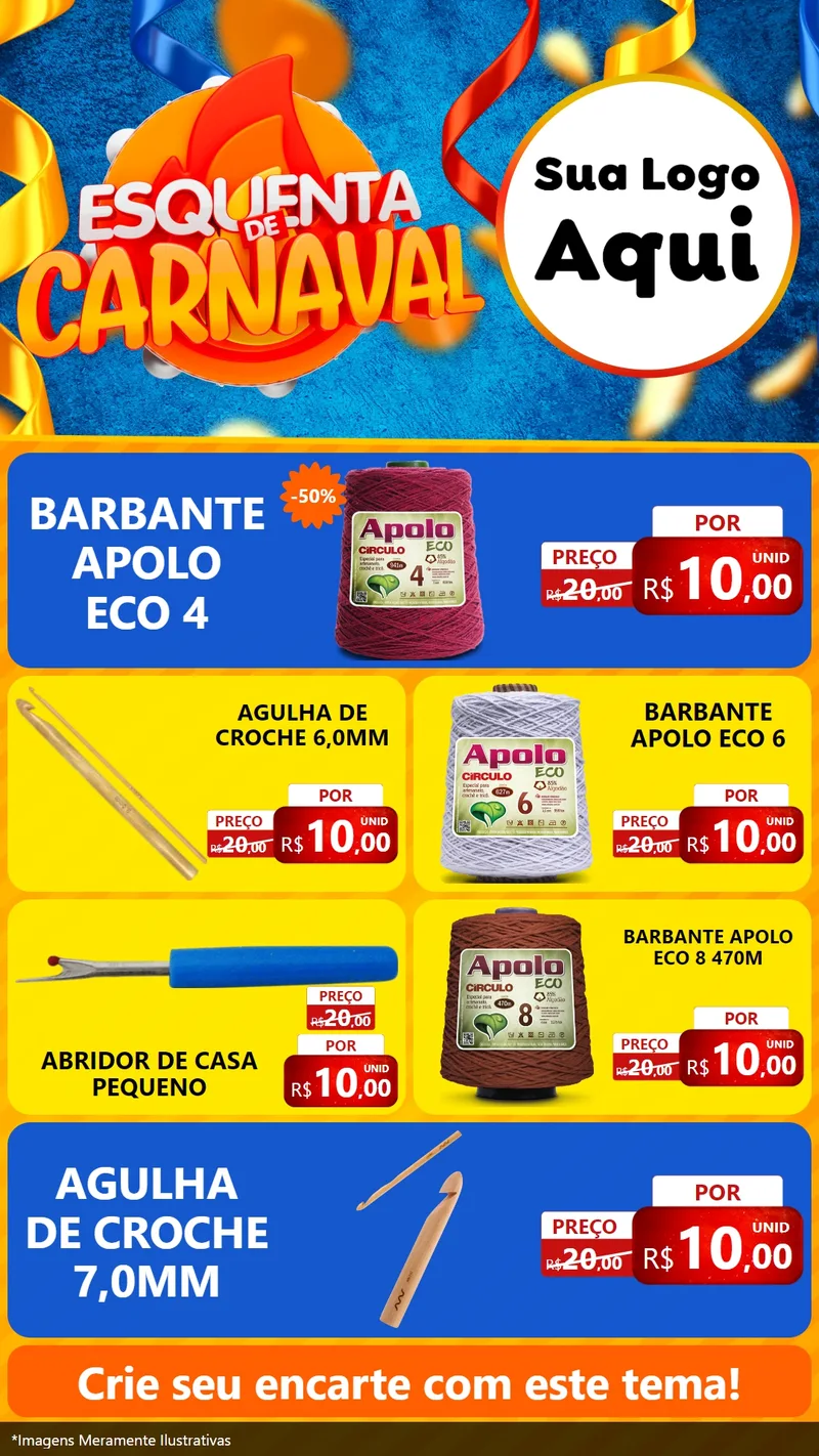 Modelo de TV para TV Vertical com o tema Esquenta de Carnaval para Armarinho e Aviamentos