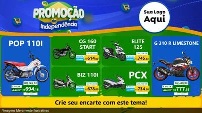 Modelo de TV para TV Horizontal com o tema Promoção da Independência para Concessionaria de Motos