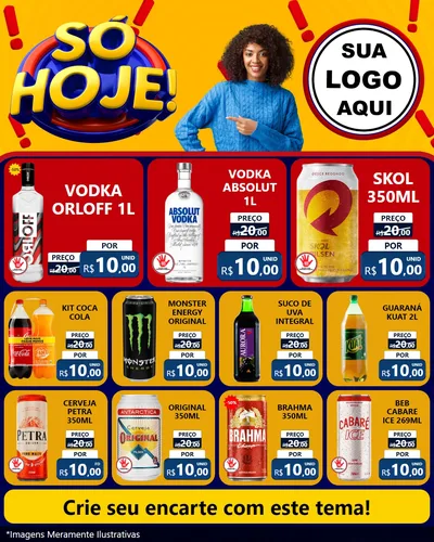 Modelo de Rede Social para Feed Instagram com o tema Só Hoje! para Distribuidora de bebidas