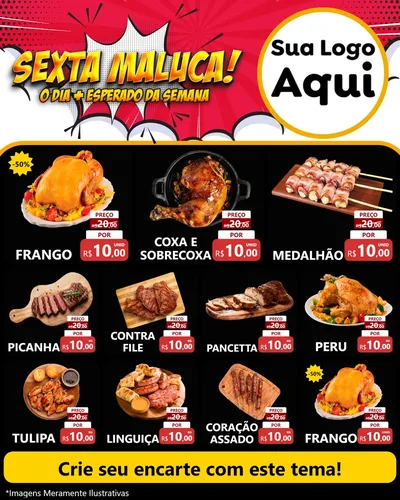Modelo de Rede Social para Feed Instagram com o tema Sexta Maluca! para Assados