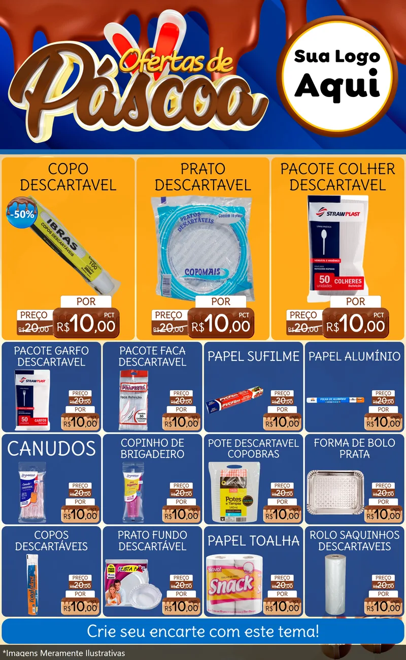 Modelo de Encarte para Encarte Grande com o tema Ofertas de Páscoa para Embalagens