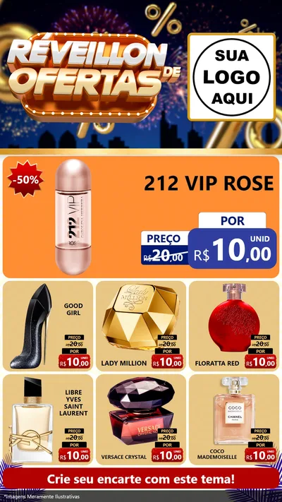 Modelo de Rede Social para Stories com o tema Réveillon de Ofertas para Perfumes