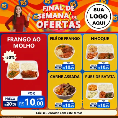 Modelo de Rede Social para Feed Facebook com o tema Final de Semana de Ofertas para Restaurante
