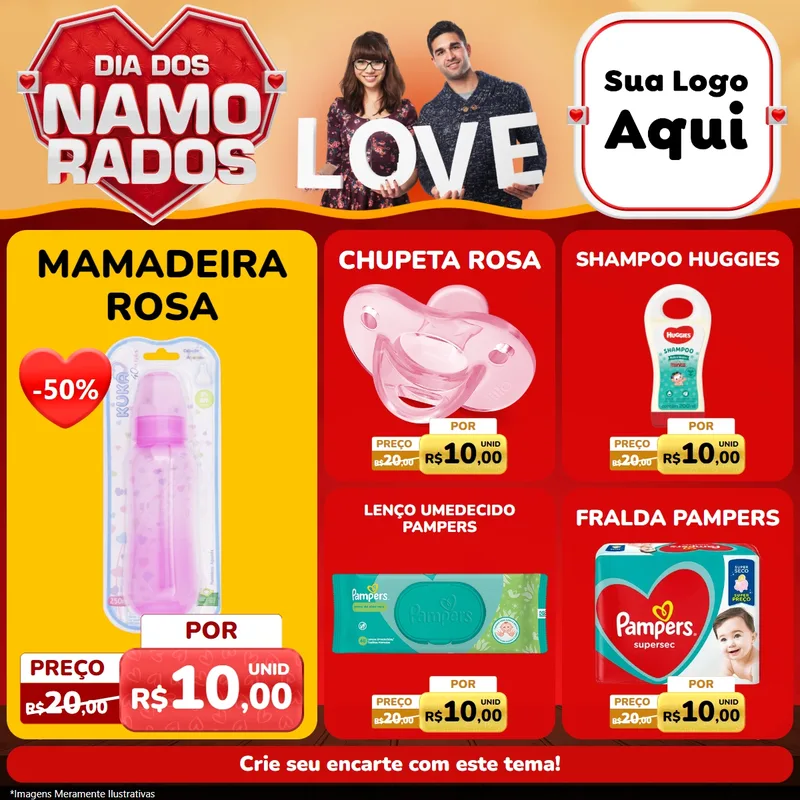 Modelo de Rede Social para Feed Facebook com o tema Dia dos Namorados para Bebês