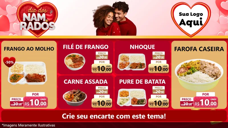 Modelo de TV para TV Horizontal com o tema Dia dos Namorados para Restaurante