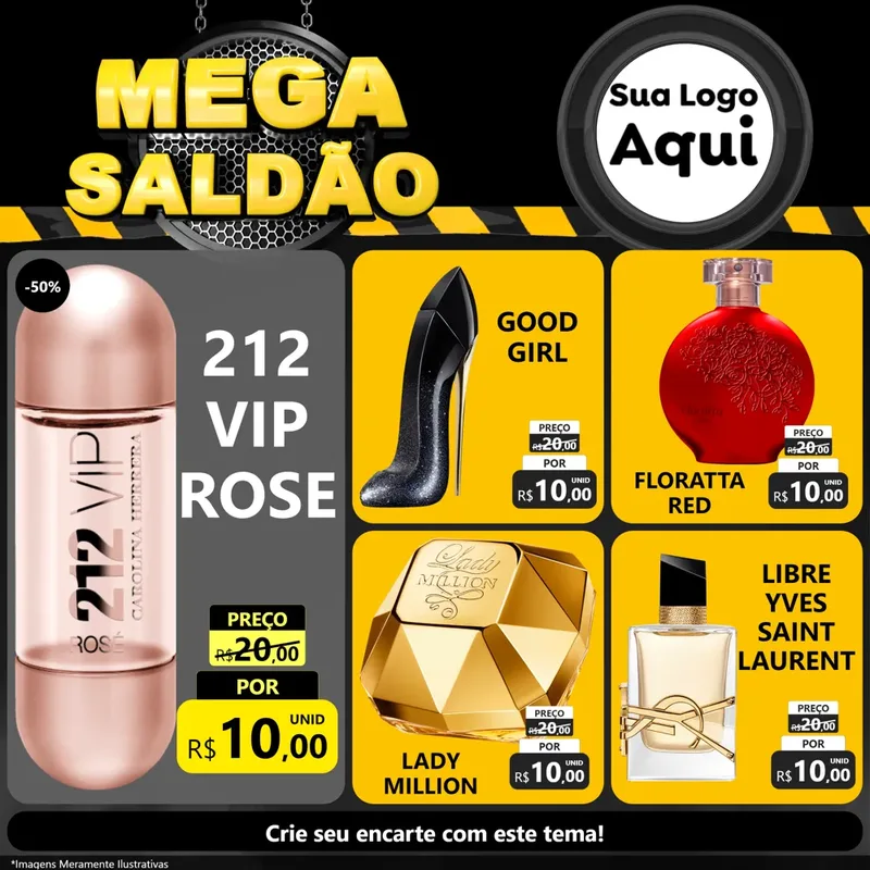 Modelo de Rede Social para Feed Facebook com o tema Mega Saldão para Perfumes