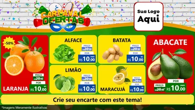 Modelo de TV para TV Horizontal com o tema Carnaval de Ofertas para Hortifrúti