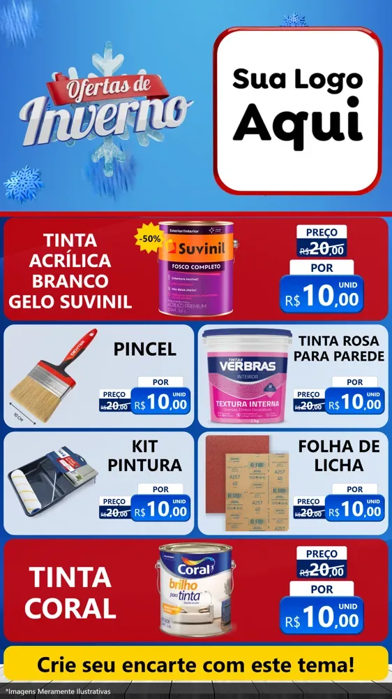 Modelo de TV para TV Vertical com o tema Ofertas de Inverno para Tintas e Ferramentas