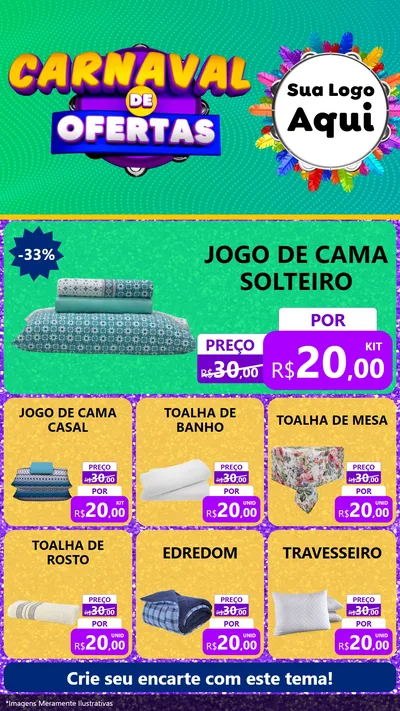 Modelo de Rede Social para Stories com o tema Carnaval de Ofertas para Cama, Mesa e Banho