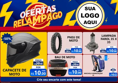 Modelo de Encarte para Encarte A4 Horizontal com o tema Ofertas Relâmpago para Moto peças