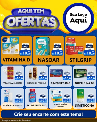 Modelo de Rede Social para Feed Instagram com o tema Aqui Tem Ofertas para Farmácia