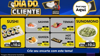 Modelo de TV para TV Horizontal com o tema Dia Do Cliente para Comida japonesa