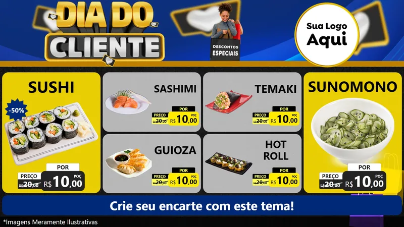 Modelo de TV para TV Horizontal com o tema Dia Do Cliente para Comida japonesa