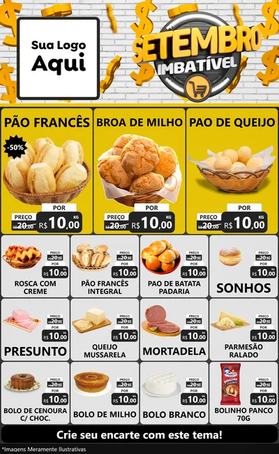 Modelo de Encarte para Encarte Grande com o tema Setembro Imbatível para Padaria