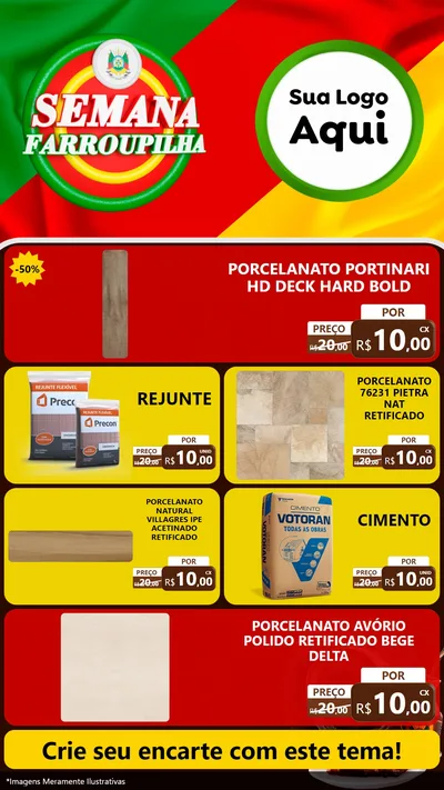Modelo de TV para TV Vertical com o tema Semana Farroupilha para Pisos e revestimentos