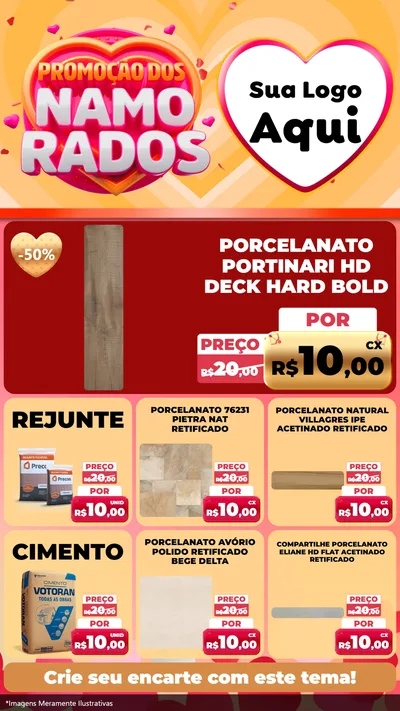 Modelo de Rede Social para Stories com o tema Promoção dos Namorados para Pisos e revestimentos