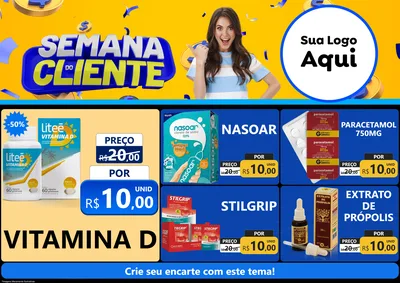 Modelo de Encarte para Encarte A4 Horizontal com o tema Semana do Cliente para Farmácia